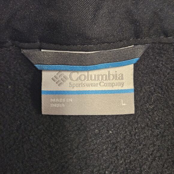 Columbia Jacket Mens Large Black Fleece Lined Full Zip Pockets Softshell Hiking - Picture 3 of 5